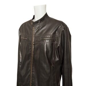 R&O brand by Reilly Olmes Mens Faux Leather Jacket Moto Biker Style XL